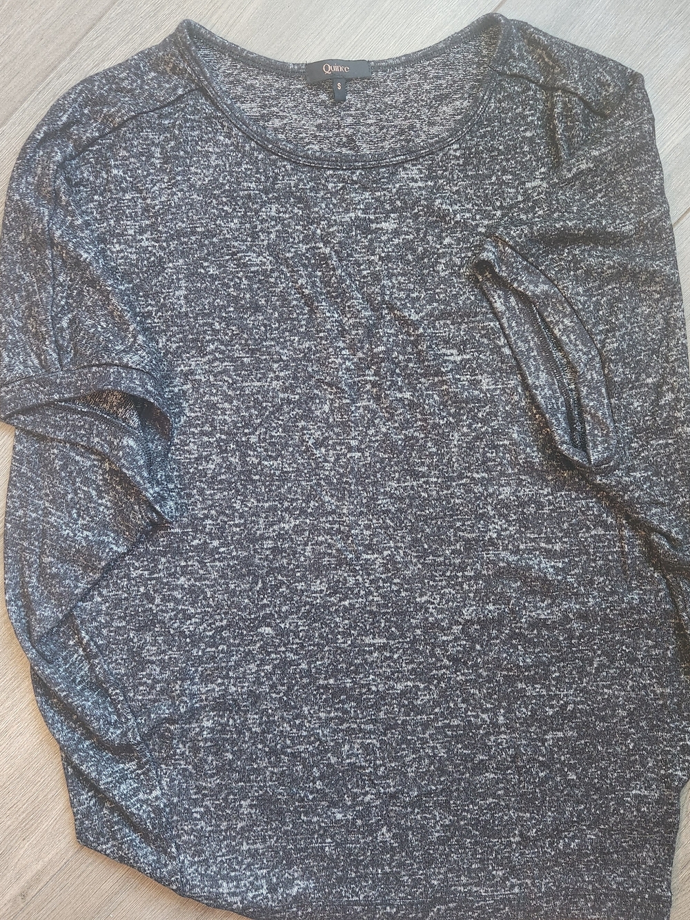 Quince Heathered Black & White Long Sleeve Top Size S